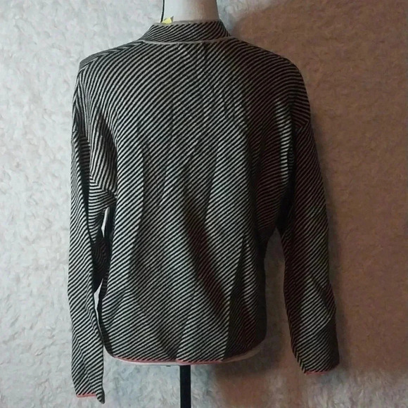 Zaket & Plover Womens Sz M Black/Brown Stripe Pullover Sweater Cotton Cashmere - Picture 6 of 8